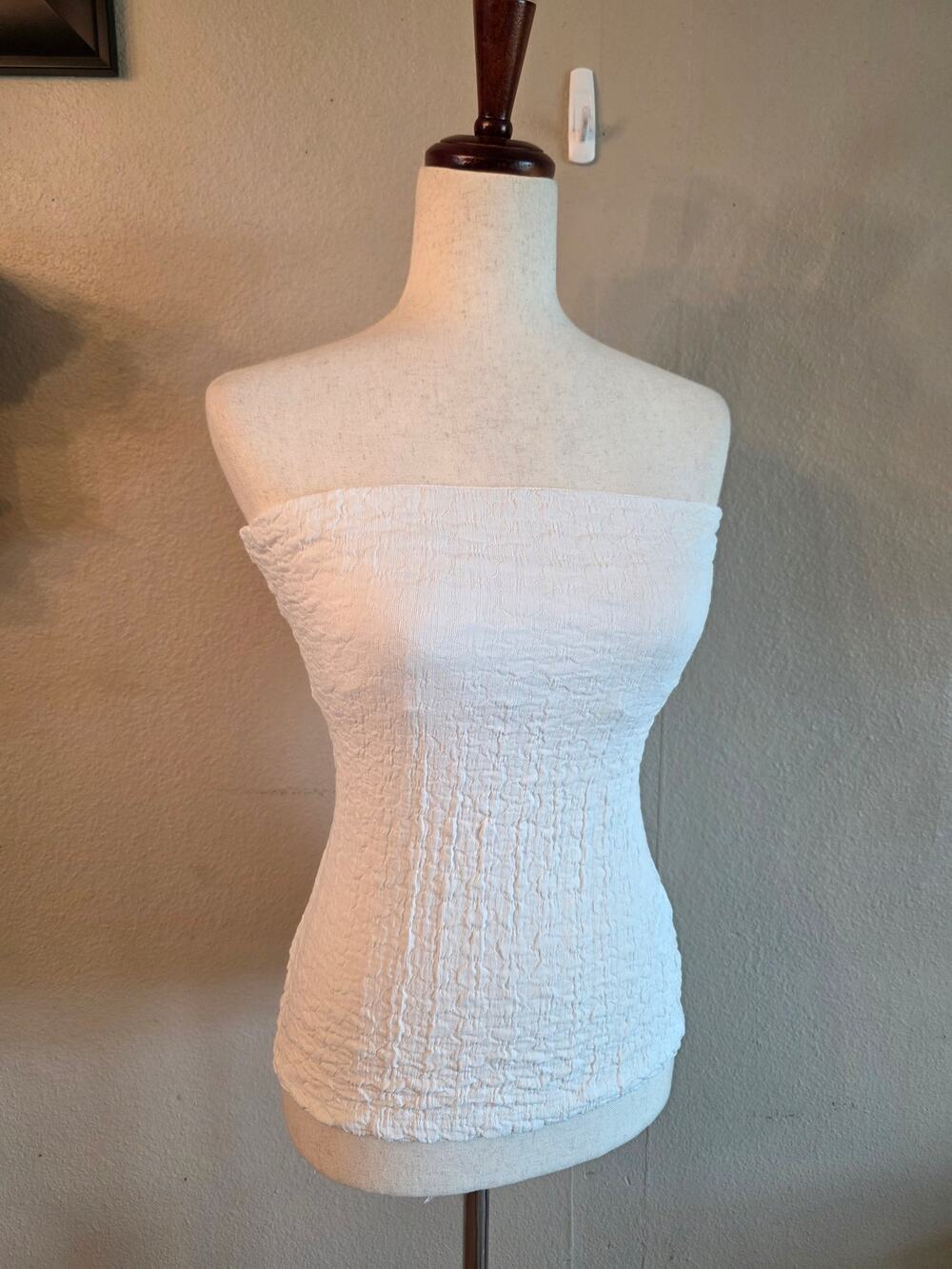 Zara Women's White Textured Stretchy Strapless Tube Top SZ Small